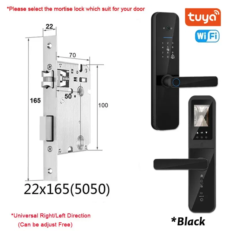 Color: Gold, Ships From: CHINA - New! Tuya Wifi Digital Electronic Smart Door Lock With Biometric Camera Fingerprint Smart Card Password Key Unlock