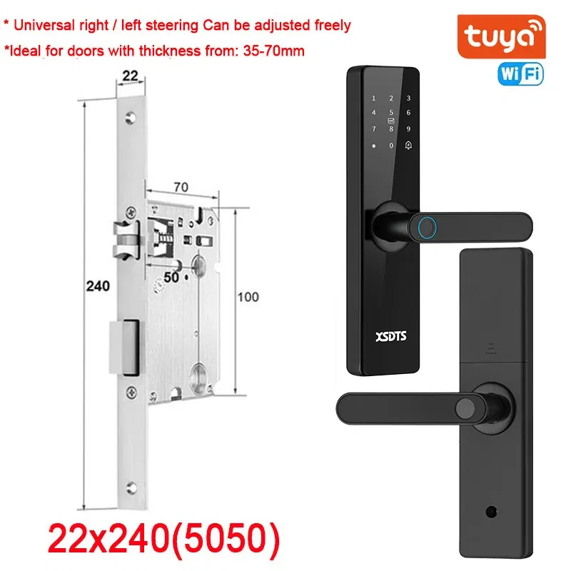 Color: Silver, Ships From: CHINA - New! Tuya Wifi Electronic Smart Door Lock With Biometric Fingerprint / Smart Card / Password / Key Unlock/ USB Emergency Charge