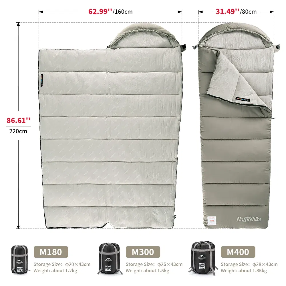 Color: multi, Ships From: CHINA - Naturehike M180 Sleeping Bag Ultralight Winter Spliceable Hooded Sleeping Bag Outdoor Camping Waterproof Machine Washable 1?„?-12?„?