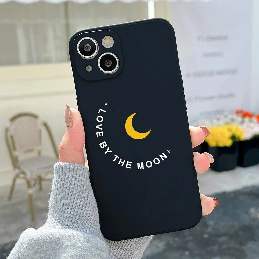 Color: SKY BLUE, Material: PC + TPU - Couple Black and White Love Sun Moon Case For Samsung Galaxy S10 S20 S21 S22 S23 S24 FE Plus Ultra Note 20 Silicone Phone Case