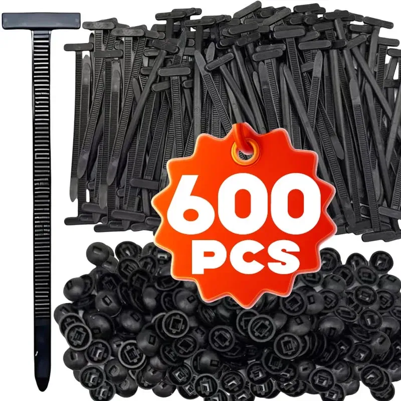 Color Name: Blue - 600set Nylon Universal Cable Tie Buckle Heavy Duty Self-Locking Zip Ties Holder with Pin Fasteners Car Body UV Resistant Zipties