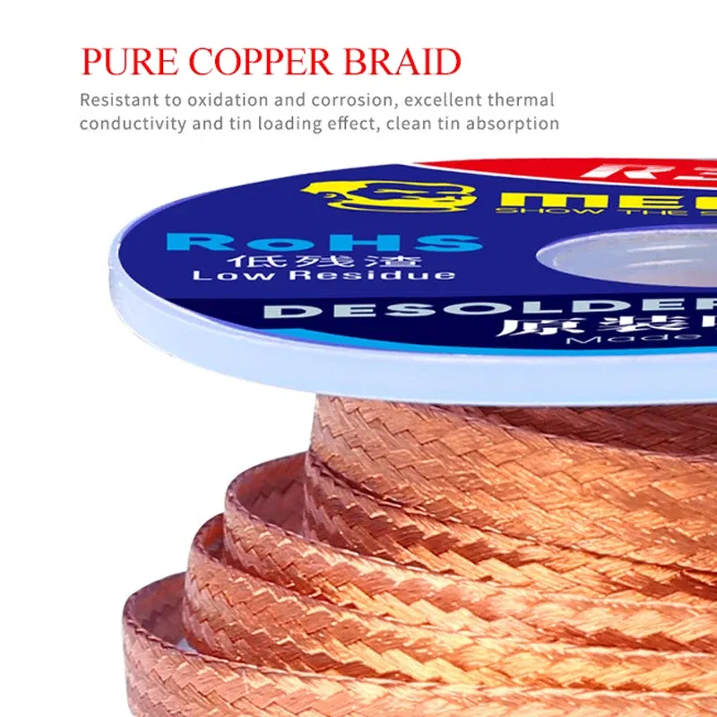 Diameter: 0.1MM - 5pcs/lot MECHANIC Desoldering Wire Solder Wick Tin Remover 1.5m Length Desoldering Braid PCB Welding Rework Tool