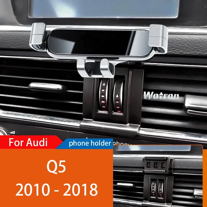 Color Name: GRAY - Car Phone Holder Mobile Mount Stand For Audi Q5 8R FY 2010-2023 Adjustable GPS Special Navigation Bracket Accessories