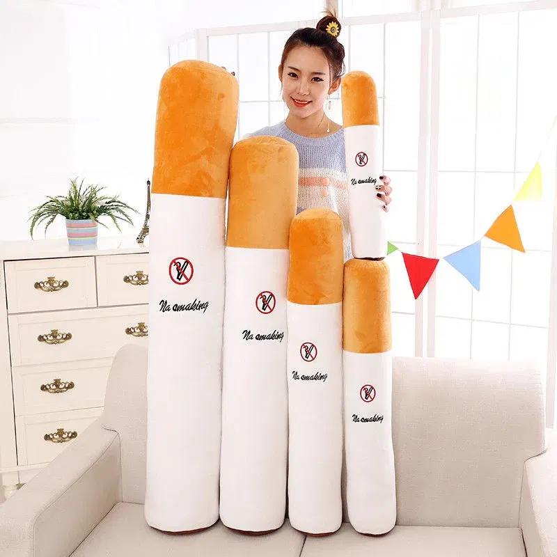 Color: Light Red - Nice Creative Smoking Cylindrical Sleeping Cushion Cigarette Pillow Plush Toys Fashion Boyfriend Birthday Gift