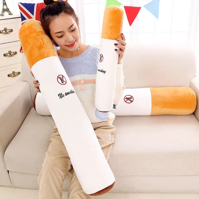 Color: Light Red - Nice Creative Smoking Cylindrical Sleeping Cushion Cigarette Pillow Plush Toys Fashion Boyfriend Birthday Gift