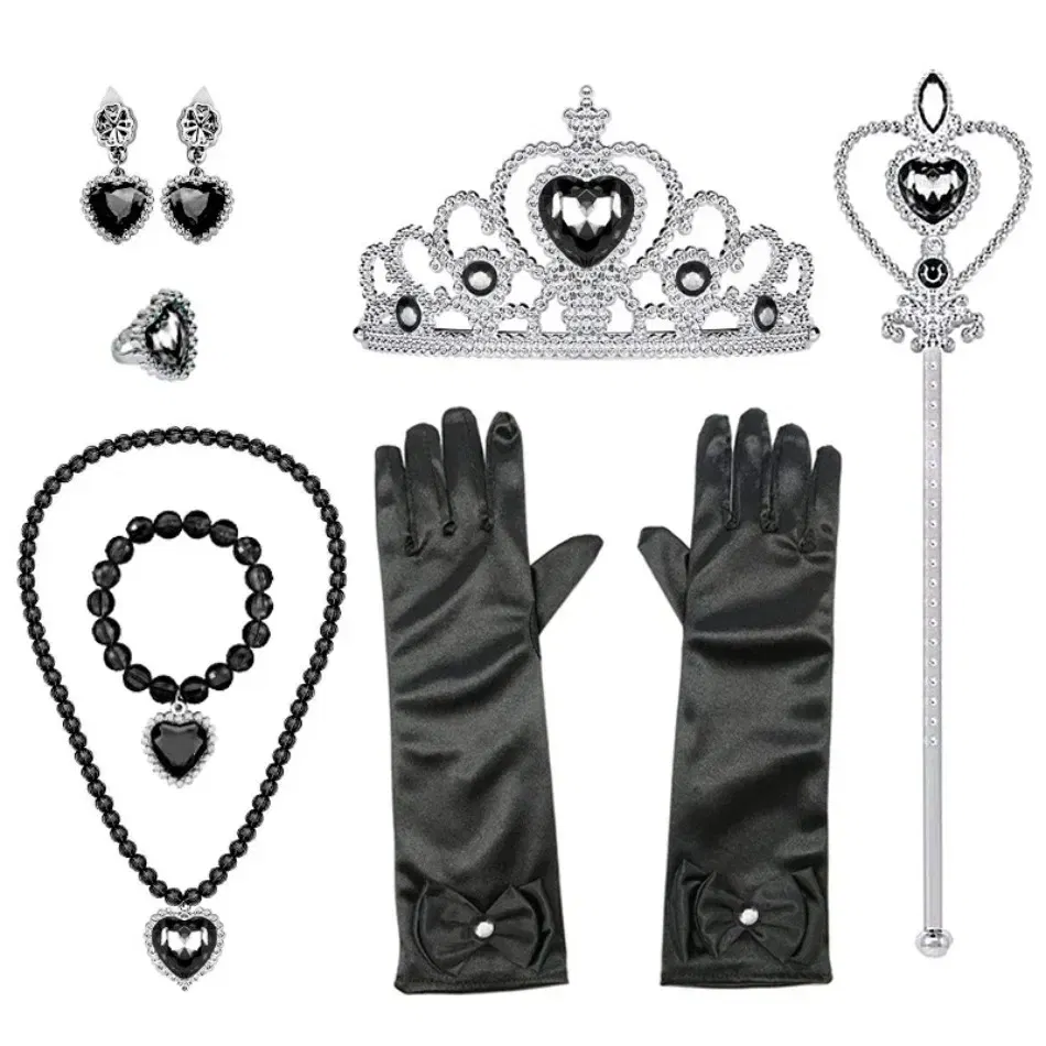 Color: GRAY - Wednesday Wig For Kids Halloween Wednesday Addams Black Braids Synthetic Hair Cosplay Accessories Crown Necklace Headdress Suit