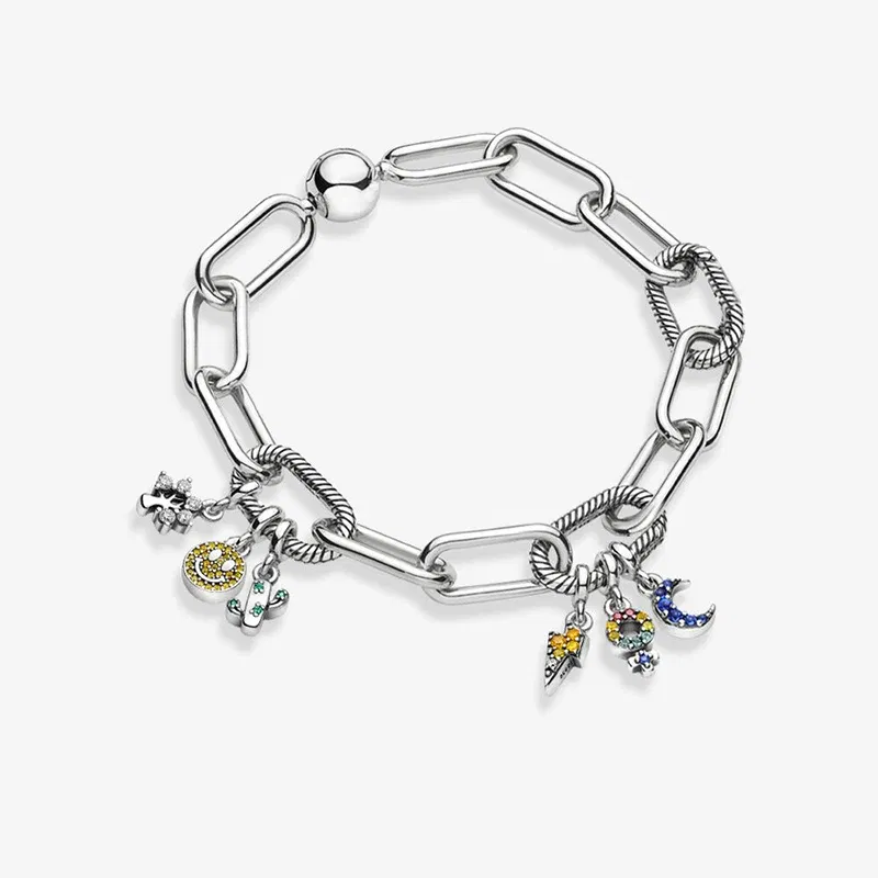 Color: khaki - 2022 New 925 Sterling Silver My Love Starfish Flamingo Pendant Charm Fit Original Pandora Me Bracelet DIY Bead Jewelry For Women