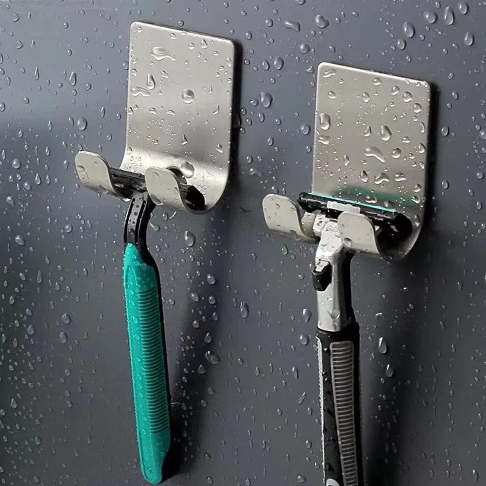 Color: light yellow - Punch-free Razor Holder, Storage Hook, Space Aluminum Multi-purpose Bathroom Accessories