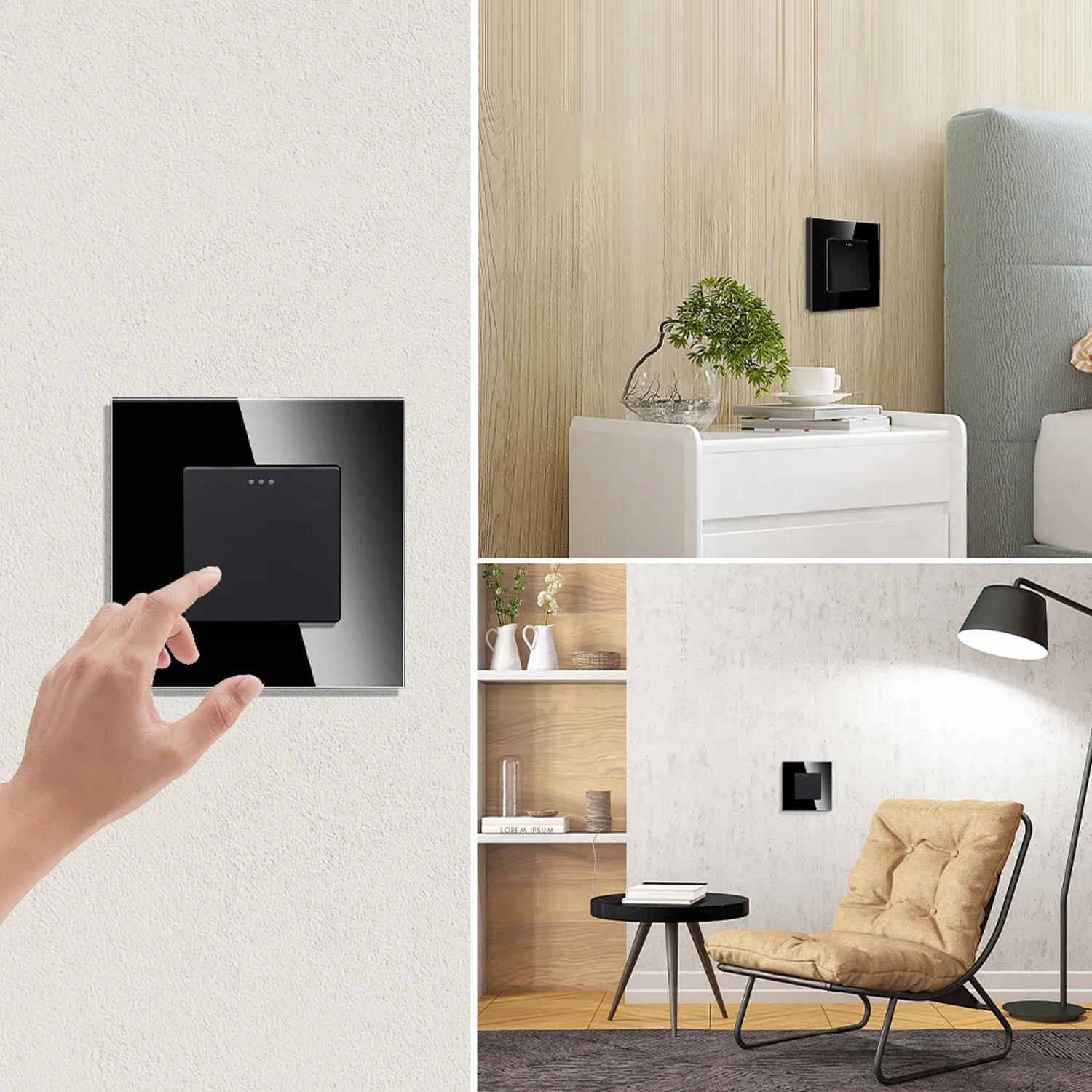 Color: Brown, Size: L, Ships From: CHINA - Bingoelec Push Button Switch 1/2/3 Gang 1 Way 2 Way 3 Way EU Standard Home light Switch Crystal Glass Panel Wall switch