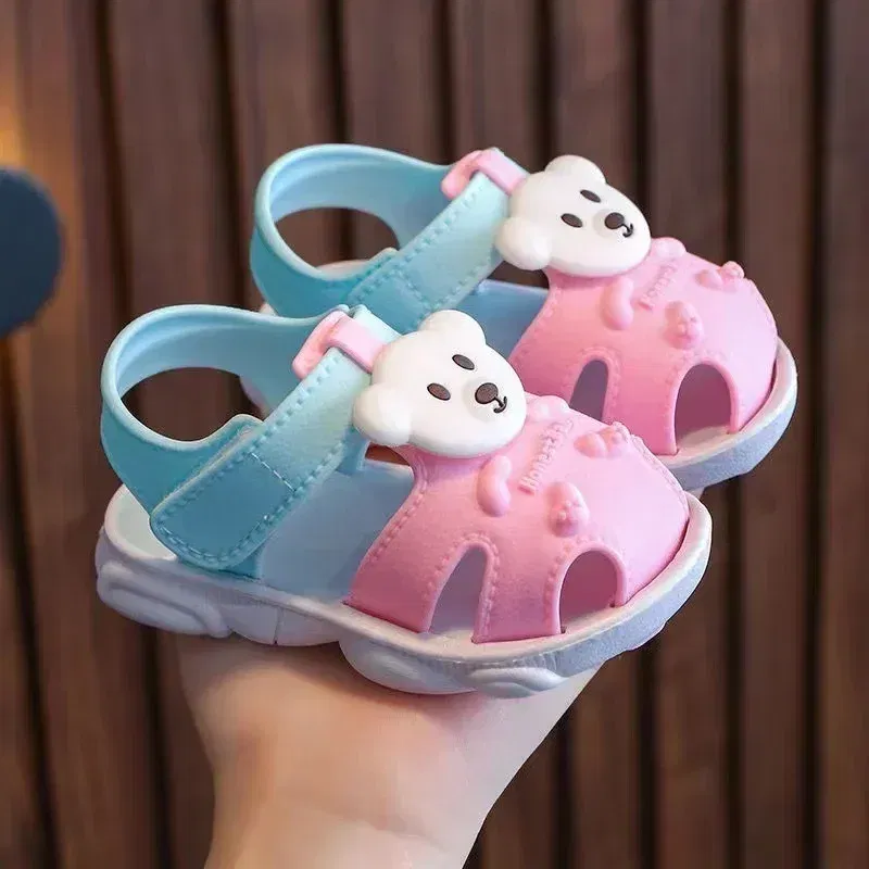 Color: Beige, Shoe Size: 3 - 2023 Summer Baby Boys Girls Sandals Children Beach Sandals Cartoon Infant Toddler Shoes Comfortable Soft Sole Kids Student Shoes