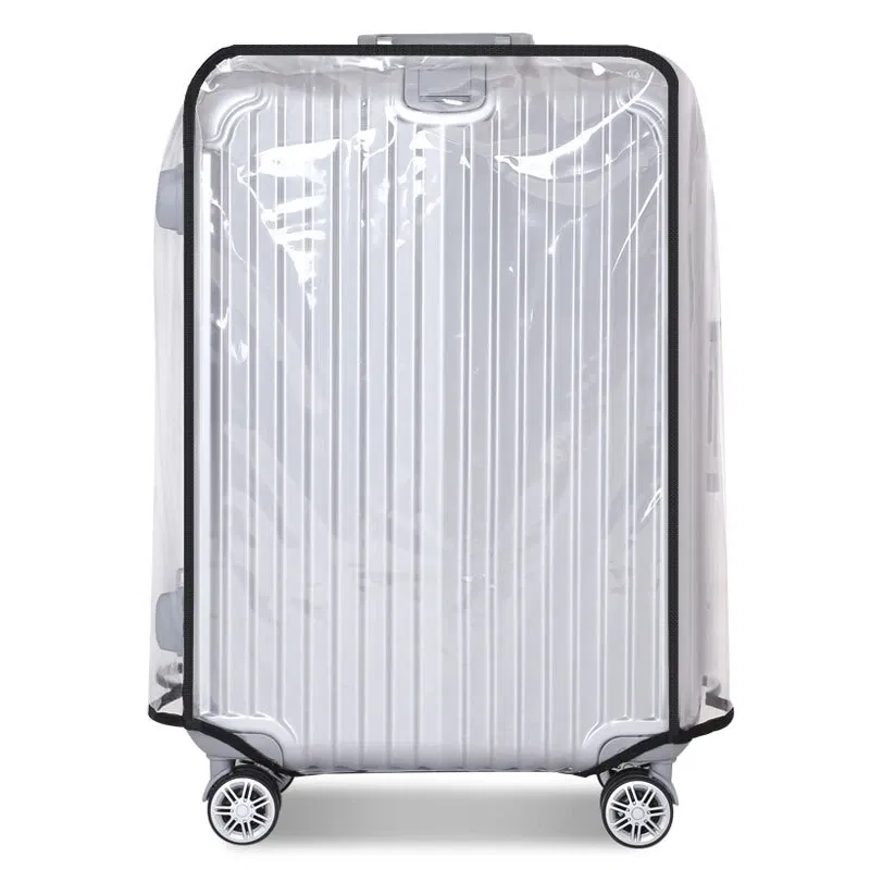 Color: Brown - New 20-30inch Luggage Cover Transparent Protector Waterproof Thickened Suitcase Cover PVC Rolling Cover for Traveling Suitcase