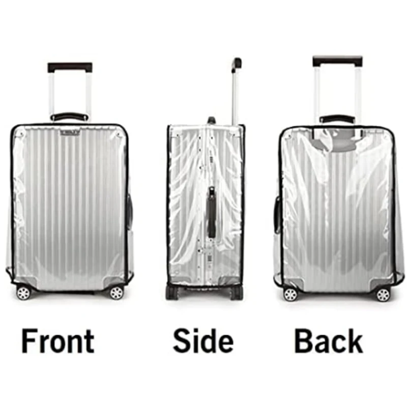 Color: Brown - New 20-30inch Luggage Cover Transparent Protector Waterproof Thickened Suitcase Cover PVC Rolling Cover for Traveling Suitcase