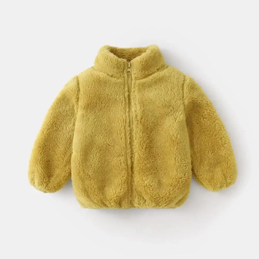 Color: Blue, Kid Size: 18M - Solid Color Fashion Children Plush Coat Autumn Winter Warm Baby Girl Boy Casual Jacket Greatcoat Kids Clothing Toddler Outerwear