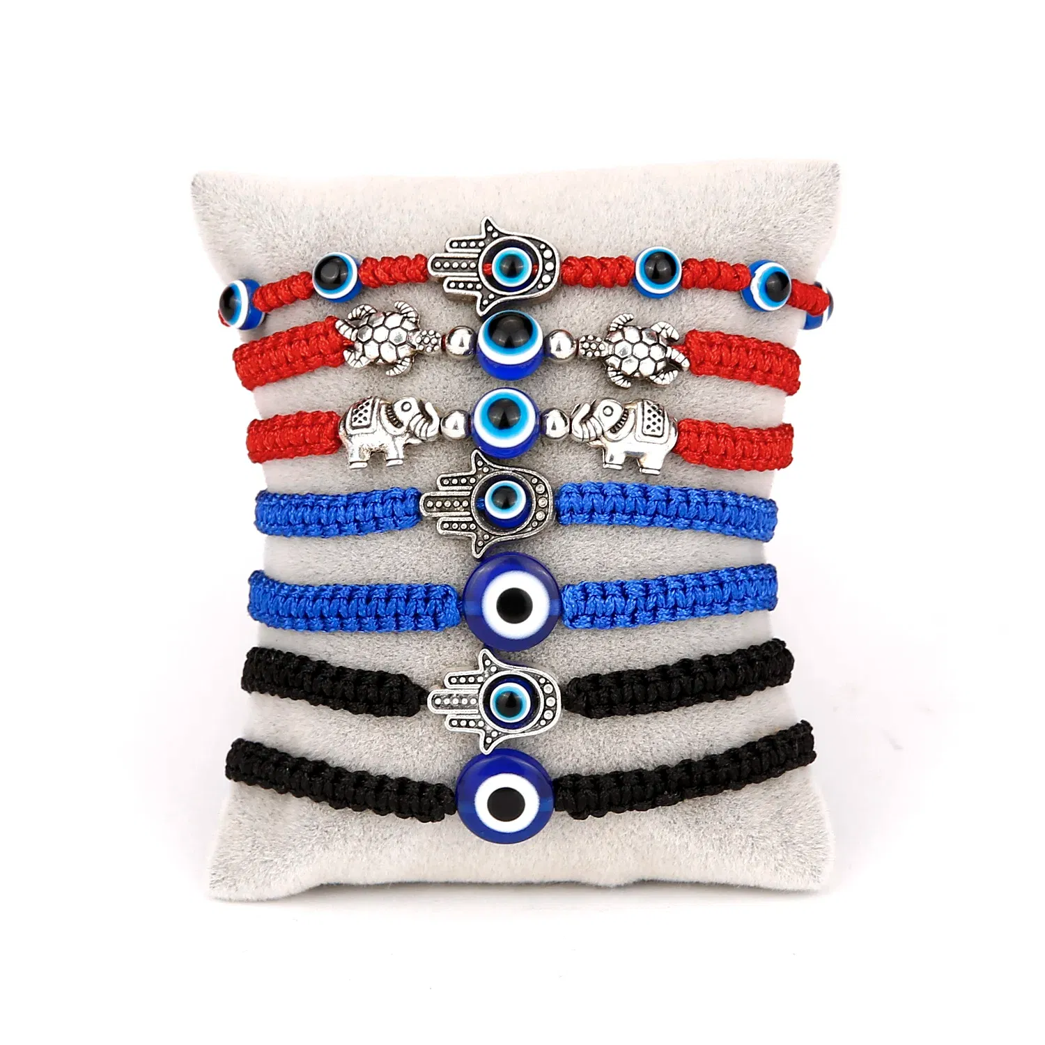 Metal Color: Hot Stamping - Prayer Turkish Hand Palm Evil Eye Braided Bracelet Blue Black Color Nylon Thread Lucky Couple Bracelet&Bangles Jewelry Men Women