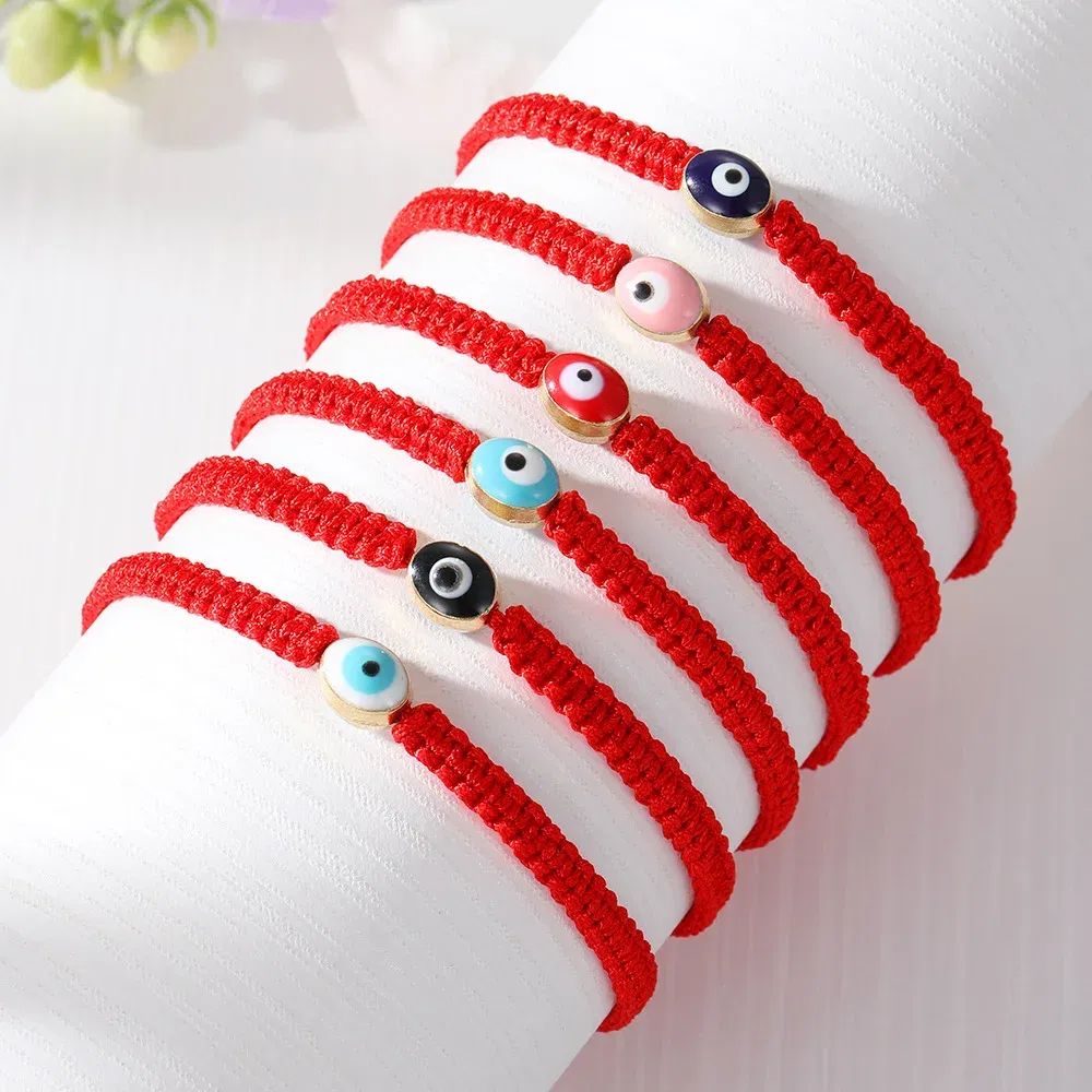 Metal Color: Hot Stamping - Prayer Turkish Hand Palm Evil Eye Braided Bracelet Blue Black Color Nylon Thread Lucky Couple Bracelet&Bangles Jewelry Men Women