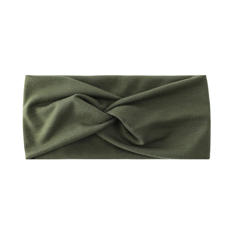 Color: army green, Ships From: CHINA - Pilates Elastic Hair Bands Yoga Headband Running Cycling Sweatband Turban Makeup Hair Hoop Makeup Headwrap Women