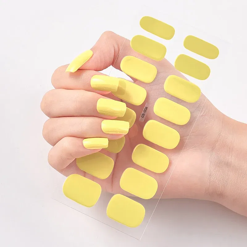 Color: Ice Blue - Nail Sticker Shiny Design Full Beauty Stickers for Nails Decals Plain Stickers Women Salon Nail Art