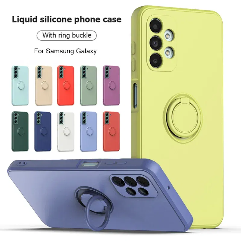 Color: Blue, Ships From: CHINA, Material: Denim - With Ring Holder Phone Case For Samsung Galaxy S24 Ultra S23 S22 S21 Plus A13 A52 A53 A54 TPU Soft Back Cover