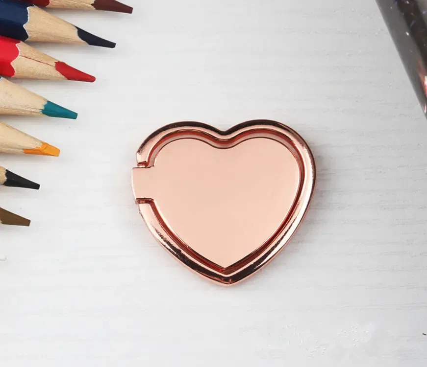 Color: Yellow - 1pcs Metal Heart Mobile Phone Finger Ring Holder Telephone Support Accessories Magnetic Car Bracket Socket Stand mobile phones