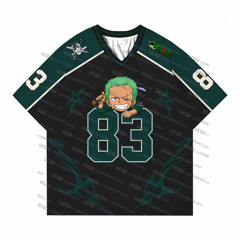 Color: green, Size: 12" - 2025 Japanese Anime Football Jersey One Piece Luffy Men/Women Oversize Summer Quick Dry Sport Breathable Bandai Cosplay Tshirt