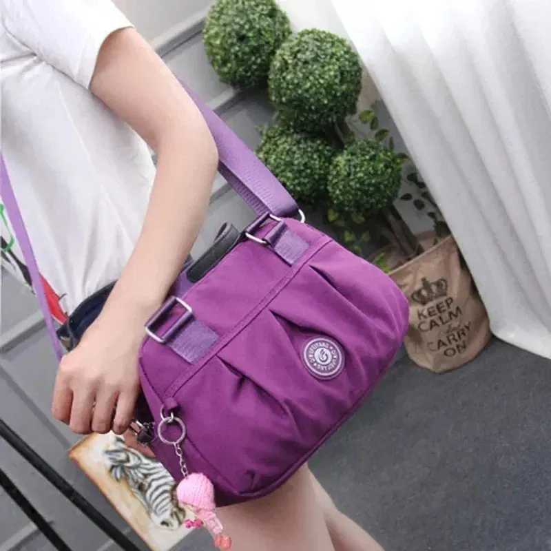 Color: Brown - Crossbody Bags for Women Simple Canvas Square waterproof Bag Designer Luxury Women's Bag 2024 Fashion Female Handbags for Women