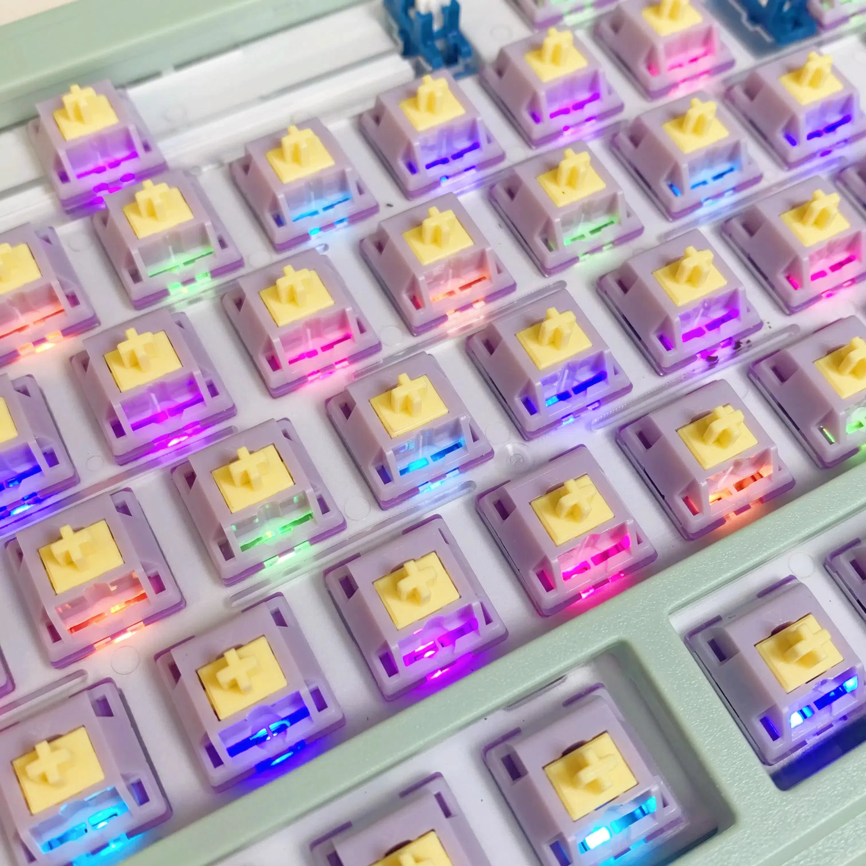 Color: Olive, Axis Body: blue switch - KTT Hyacinth Linear Switch Five Pins Switches MX For Mechanical Gaming Keyboards 45g Prelubed