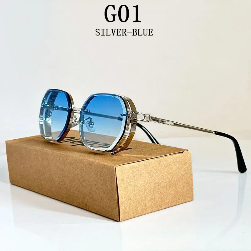Lenses Color: Blue, Ships From: CHINA, Frame Color: other - 2024 Steampunk Sunglasses For Men Fashionable Square Punk Fashion Glasses Designer Sunglasses Women Trendy Gafas De Sol Hombre
