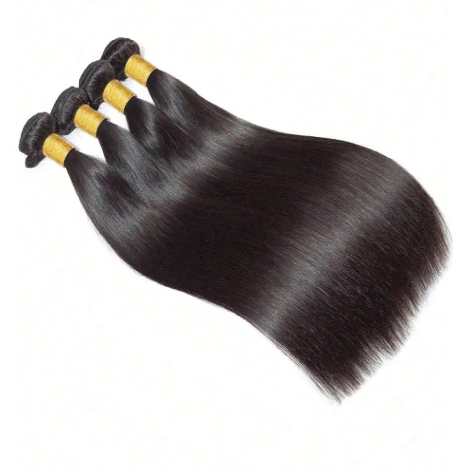 Stretched Length: 14inches - Peruvian Bone Straight Human Hair Bundles Deal Unprocessed Virgin Hair Extensions Long Thick Cheap Brazilian Hair Weave Natural