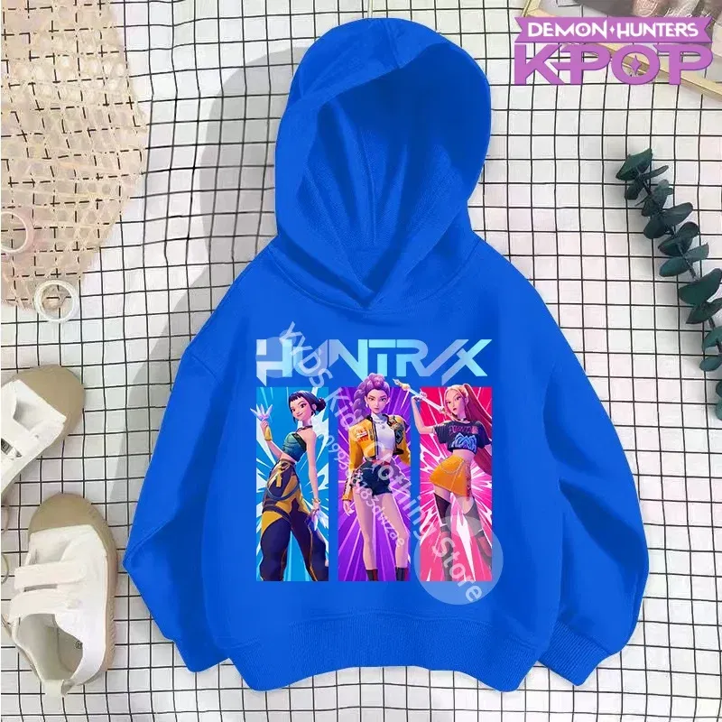 Color: SKY BLUE, Kid Size: 110 - 2025 KPop Demon Hunters Hoodie Fashion Rumi Sweatshirt Pullover Cute Long Sleeve Autumn Boys Girls Cartoon Y2K Hoody Sportswear