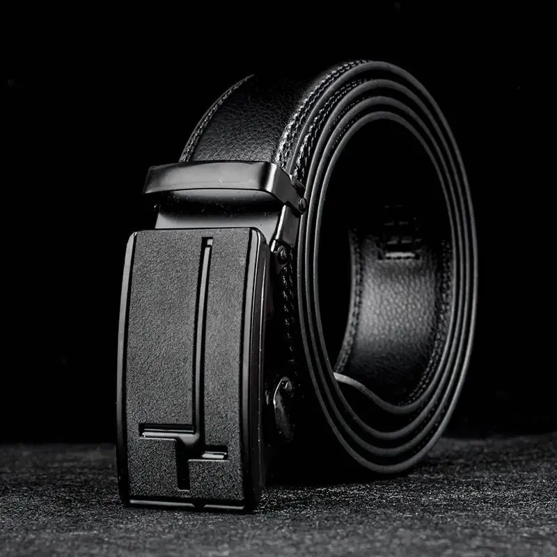 Color: WHITE, Belt Length: 120cm - Man PU Leather Belt High Quality Men Business Belt Golden Automatic Buckle Waist Buckle Rhinestone Decoration Males Luxury Belt