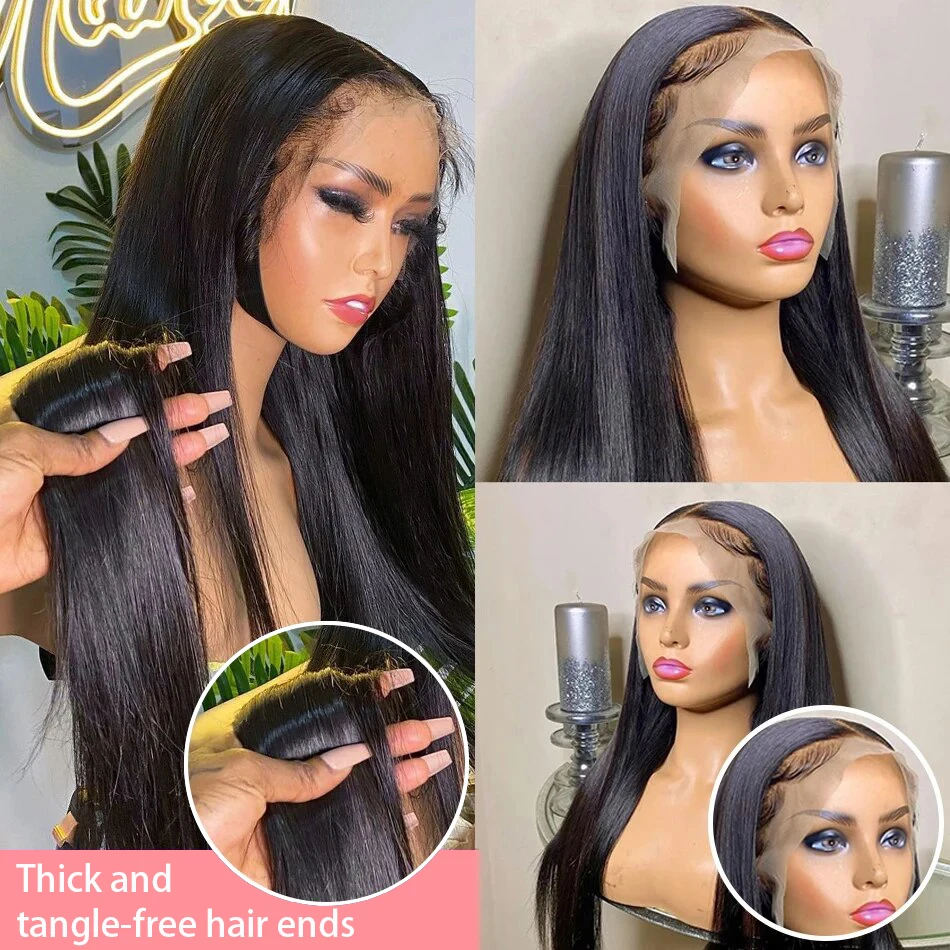 Color: T1B/613, Stretched Length: 24inches, Density: 250% - 30 32 Inch 13x4 13x6 Lace Front Human Hair Wigs Straight Transparent Lace Human Hair Wigs Pre Plucked For Black Women Bling Hair