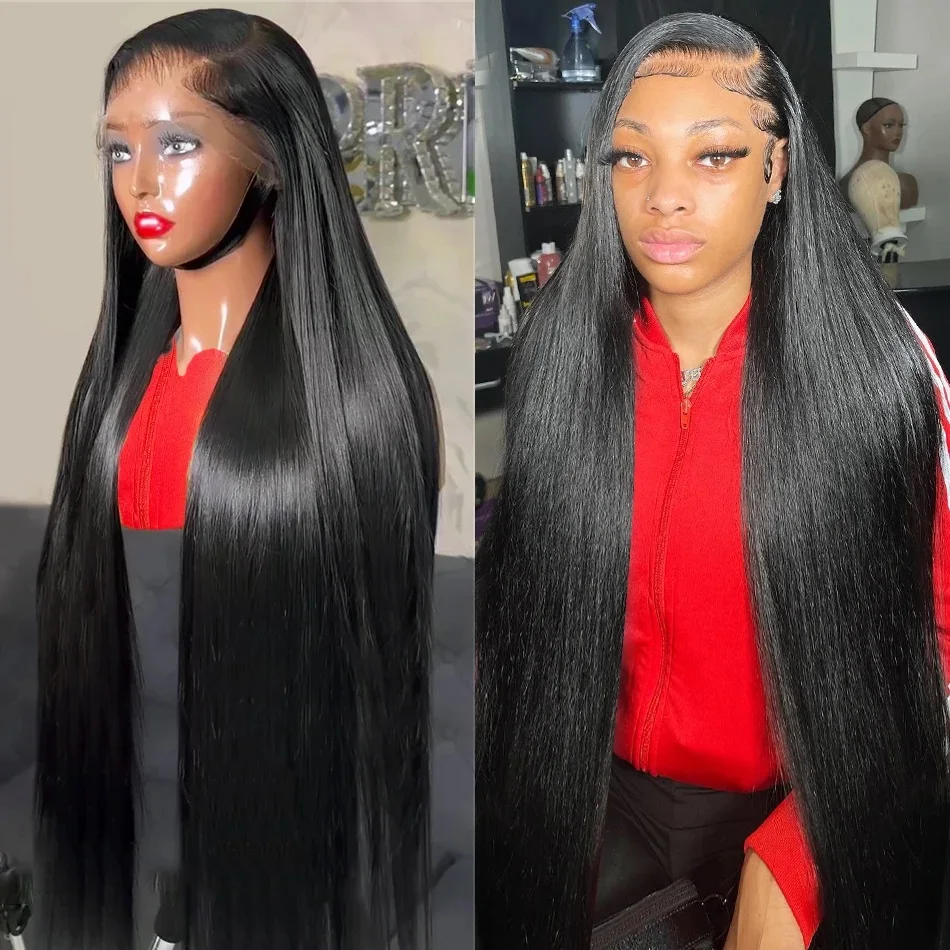 Color: T1B/613, Stretched Length: 24inches, Density: 250% - 30 32 Inch 13x4 13x6 Lace Front Human Hair Wigs Straight Transparent Lace Human Hair Wigs Pre Plucked For Black Women Bling Hair