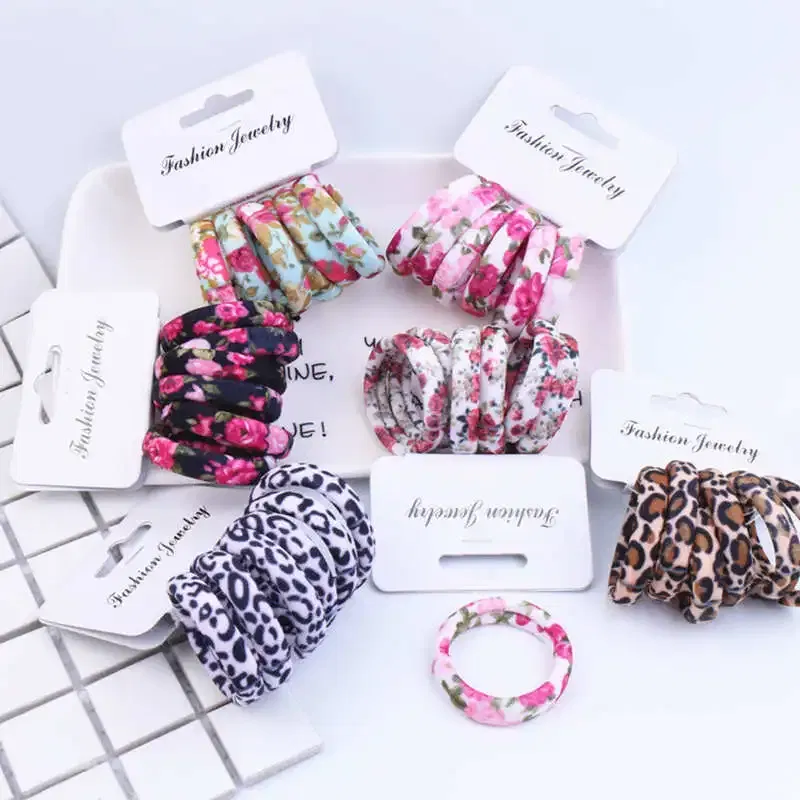 Color: PEACOCK BLUE, Ships From: CHINA - 6PCS/Sett Cute Girls Elastic Hair Bands Scrunchies Ponytail Holder Rubber Bands Hair Ties Sweet Kids Hair Rope Hair Accessories
