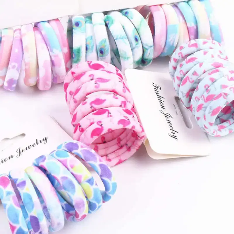 Color: PEACOCK BLUE, Ships From: CHINA - 6PCS/Sett Cute Girls Elastic Hair Bands Scrunchies Ponytail Holder Rubber Bands Hair Ties Sweet Kids Hair Rope Hair Accessories