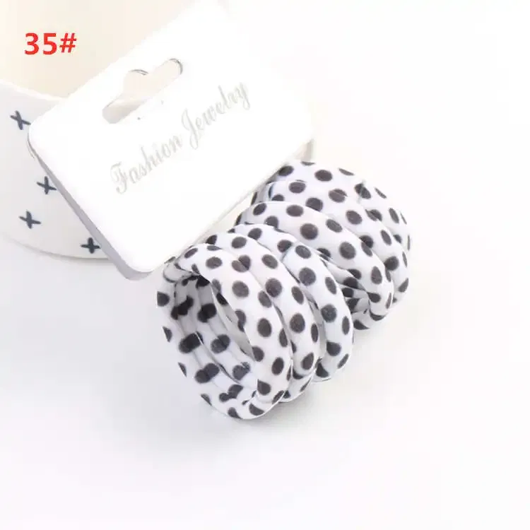 Color: PEACOCK BLUE, Ships From: CHINA - 6PCS/Sett Cute Girls Elastic Hair Bands Scrunchies Ponytail Holder Rubber Bands Hair Ties Sweet Kids Hair Rope Hair Accessories