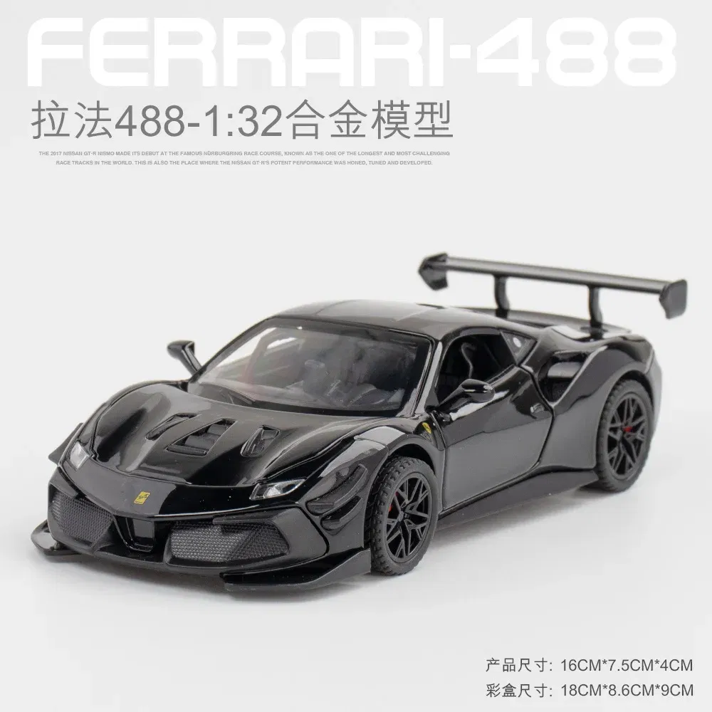Color: PURPLE - 1:32 Ferrari Laferrari SF90 P80C 488 Alloy Car Model Diecasts Metal Toy Vehicles Car Model Simulation Sound Light Collect gifts