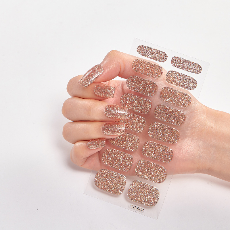 Color: Cream - DIY Gel Nail Stickers Cured-free Long-Lasting Solid Color Nail Strips Patch Slider Sticker Full Cover Decal Nail Manicure Patch