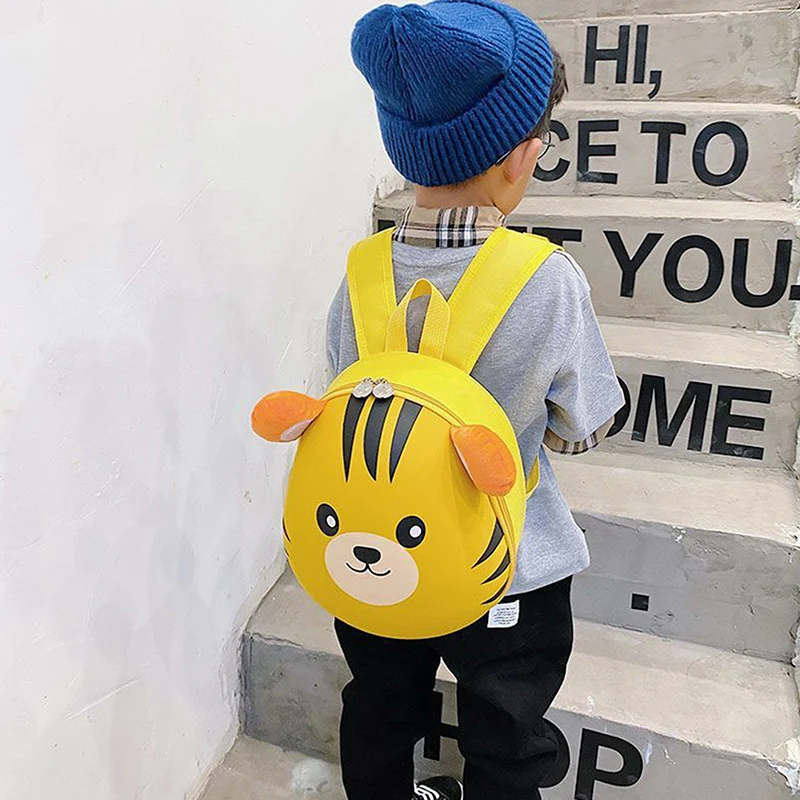 Color: Beige - New Cartoon Fashion Kids Backpack Eggshell Bag Super Cute Animal Backpack Kindergarten Schoolbag Male And Female Baby Backpack