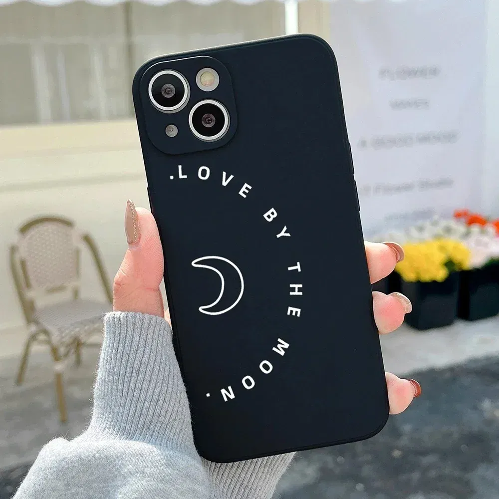 Color: black, Material: Silicon - Couple Black and White Love Sun Moon Case For Samsung Galaxy S10 S20 S21 S22 S23 S24 FE Plus Ultra Note 20 Silicone Phone Case