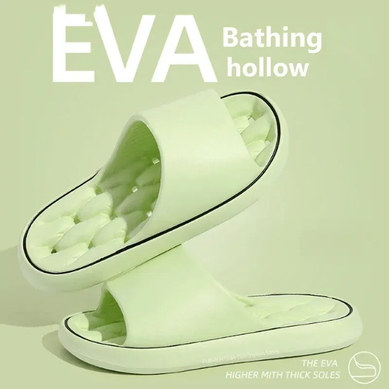 Color: black, Shoe Size: 44 - Bathroom House Slippers Leaking Quick-Drying Shower Slipper Light Weight Waterleaky Beach Flip Flops Women Swimming Slides