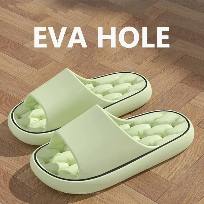 Color: black, Shoe Size: 44 - Bathroom House Slippers Leaking Quick-Drying Shower Slipper Light Weight Waterleaky Beach Flip Flops Women Swimming Slides
