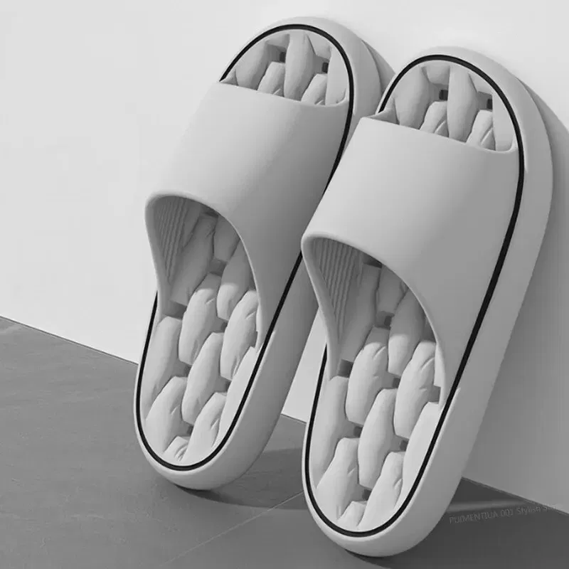 Color: black, Shoe Size: 44 - Bathroom House Slippers Leaking Quick-Drying Shower Slipper Light Weight Waterleaky Beach Flip Flops Women Swimming Slides