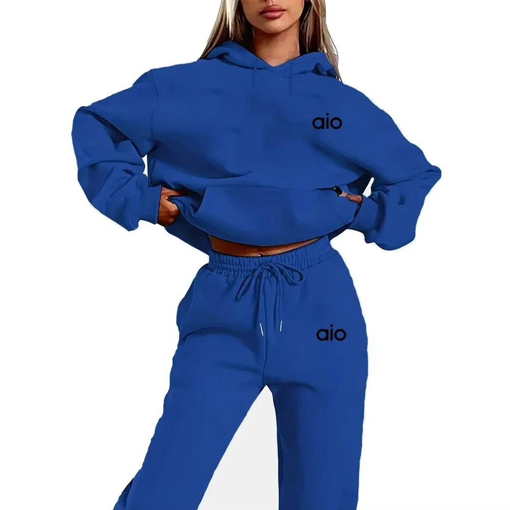 Color: Blue, Size: XL, Ships From: CHINA - 2025 Autumn Winter Women's Sets 2pcs Hoodies Pants Suit Sports Outfits Letter Print Aesthetic Clothes Ladies Tracksuit