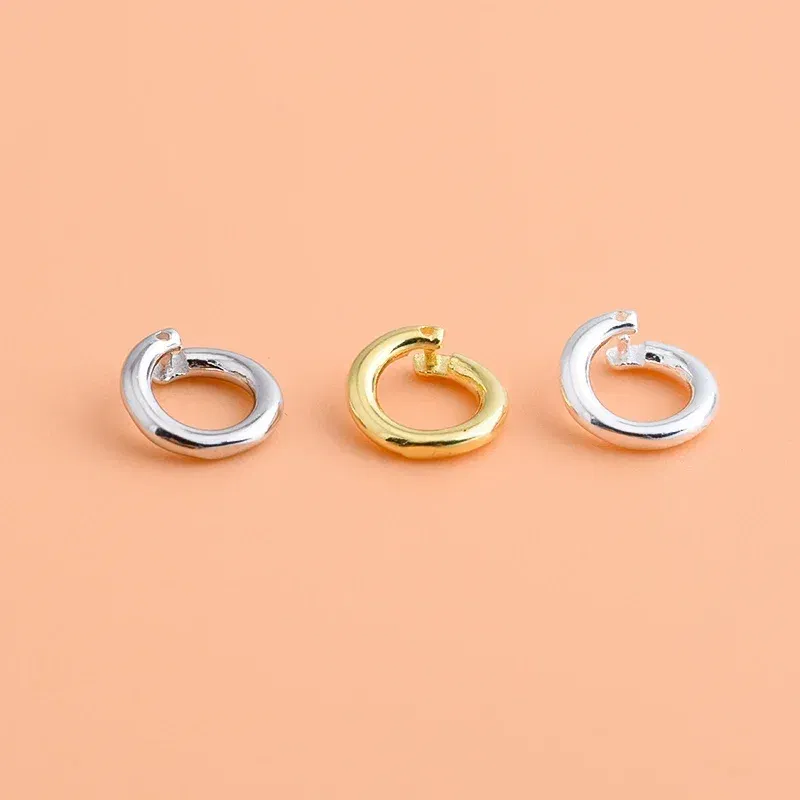 Color: WHITE - S925 sterling silver DIY bracelet necklace ring buckle, Open Ring Connection Buckle Silver Ring pendant ring
