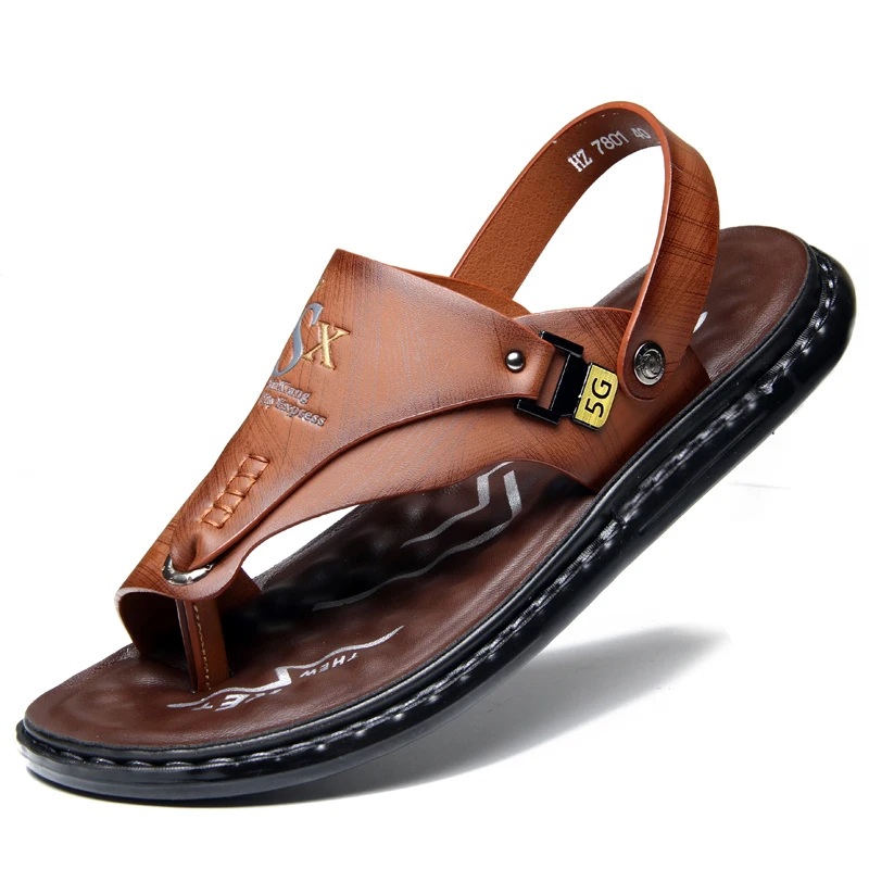 Color: black, Shoe Size: 46 - Outdoor Summer Men's Sandals Summer Office Shoes Non-Slip Mens Casual Sandalis Black