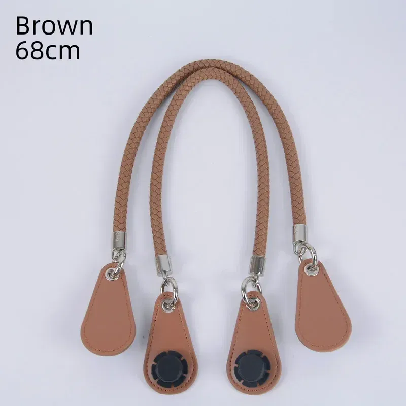 Color: Pink, Ships From: CHINA - New 1 pair Obag PU Woven braided leather Rope Handles straps round handlefor O Bag accessoires