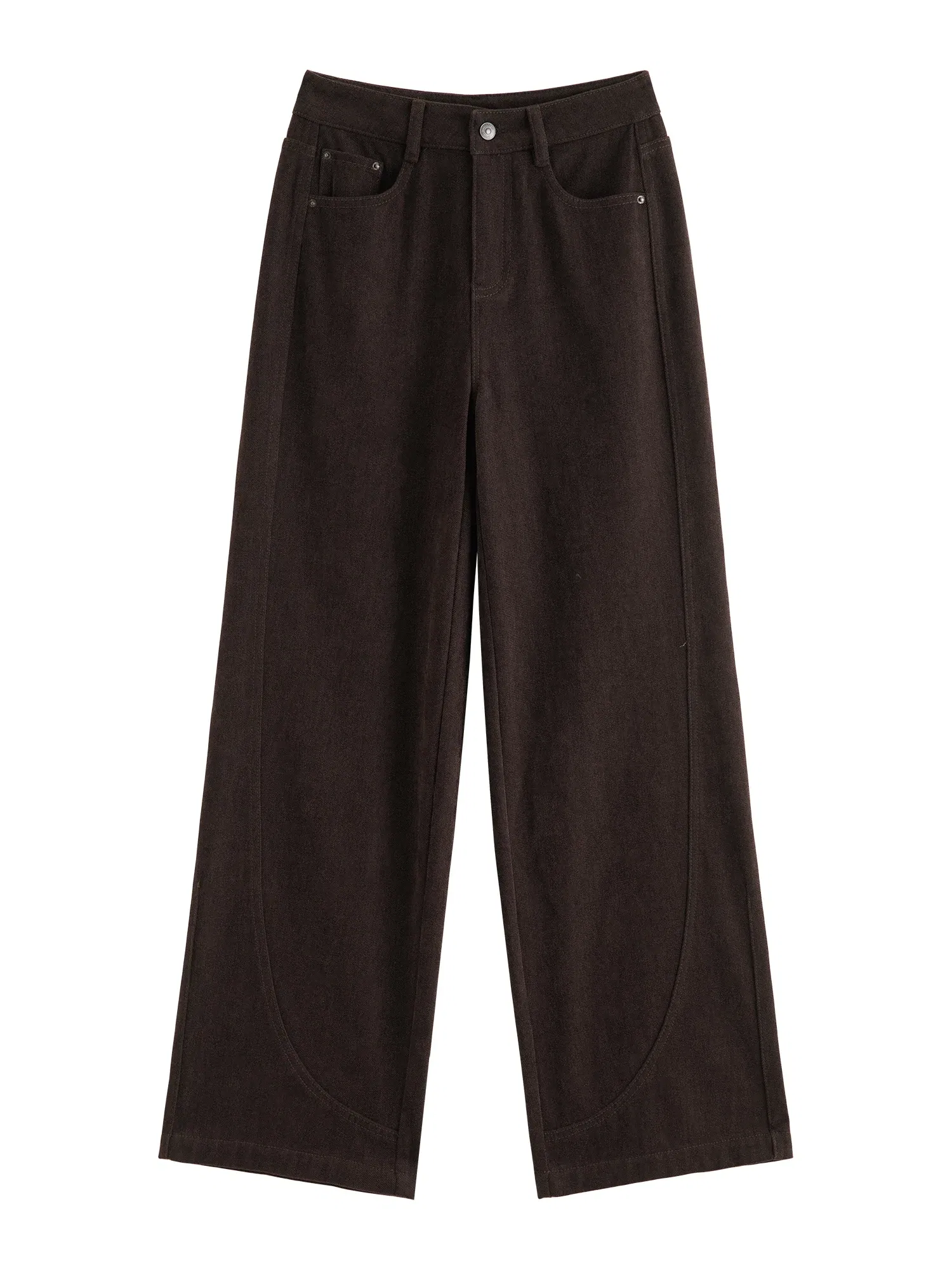 ZIQIAO Petite Size 2025 Winter Women's Petite High Waist Chenille Wide Leg Pants Flared Trousers Long Bootcut Brown Lounge Pants