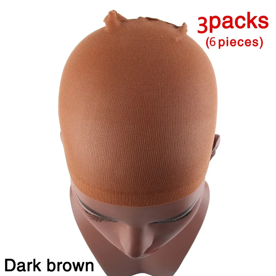 Color: Orange - 1/2/3Packs Wig Cap Stocking Stretch Stocking Wig Caps For Making Wigs Caps Hairnets Stretch Elastic Wig Weaving Cap Brown Black