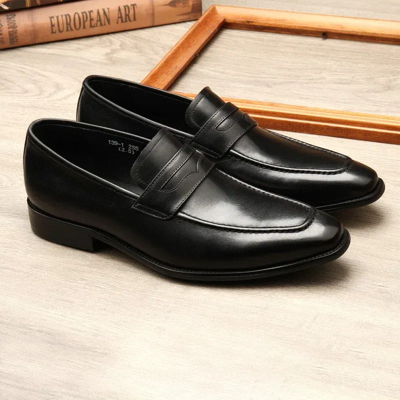 Color: Blue, Shoe Size: 9 - Large Size EUR37-46 Black / Brown Loafers Mens Business Dress Shoes Genuine Leather Prom Party Shoes