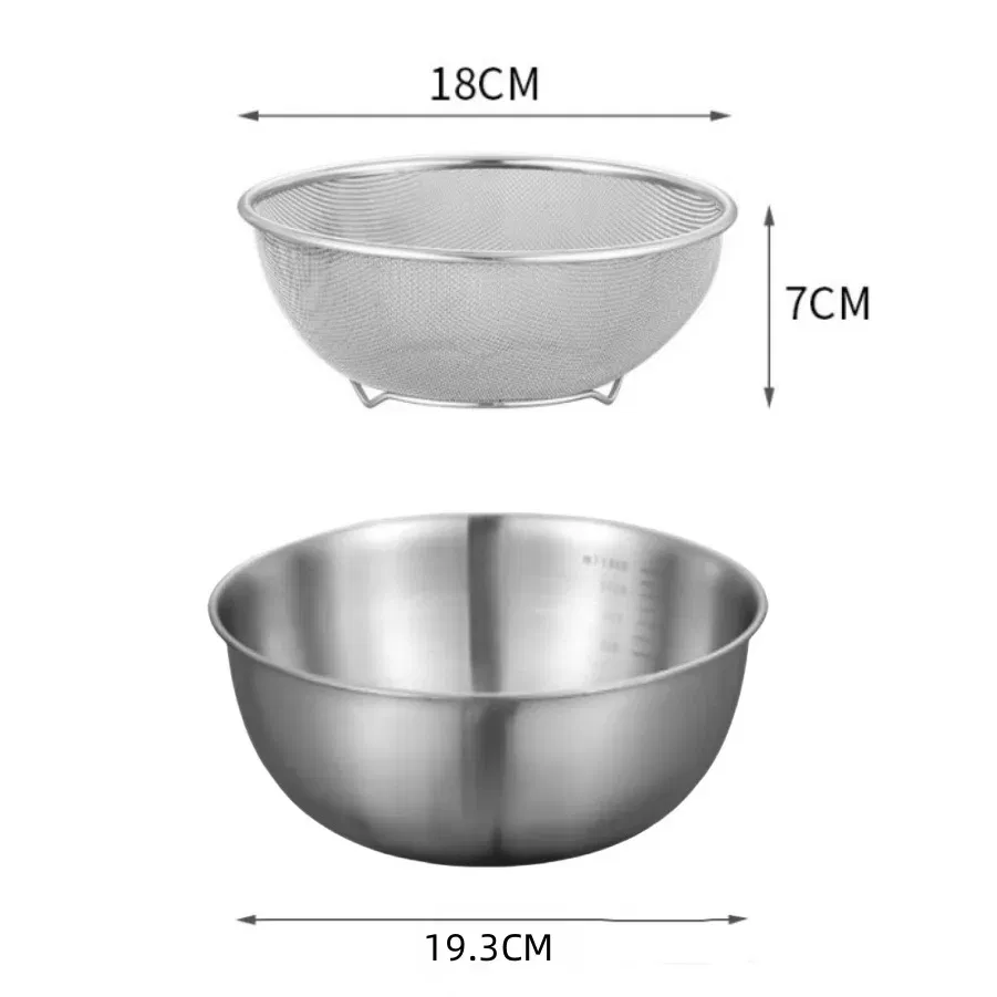 Color: Gold - 1-3 Stainless Steel Bowl Set with Scale for Cooking Baking Food Storage Large Capacity Mixing Bowls for Home Kitchen Essentials